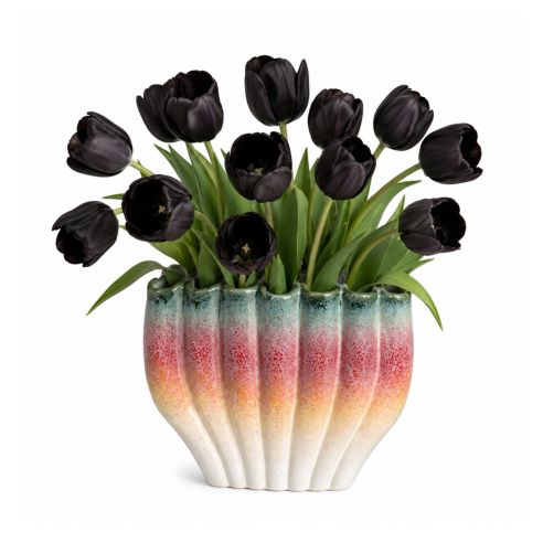 Ideas4Seasons Vase In Ceramic Rainbow Design In Large Size - ID37307