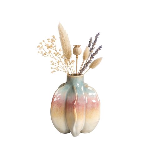 Ideas4Seasons Vase In Ceramic Rainbow Carambola Design - ID37308