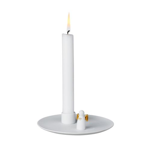 Rader Candle Holder In Porcelain Angel Light Design With Gold Detail - RA12165
