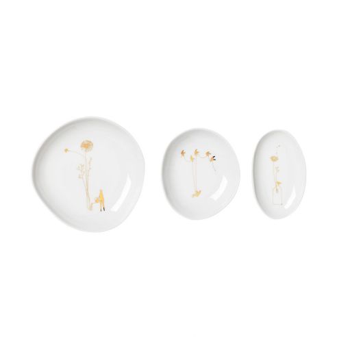 Rader Bowls In Porcelain Set Of 3 Wonderland Range Dandelion Design With Gold Decal - RA13179