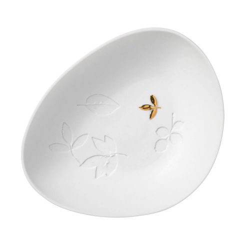 Rader Bowl In Porcelain With Leaf Design And Gold Decal Small Size - RA14132