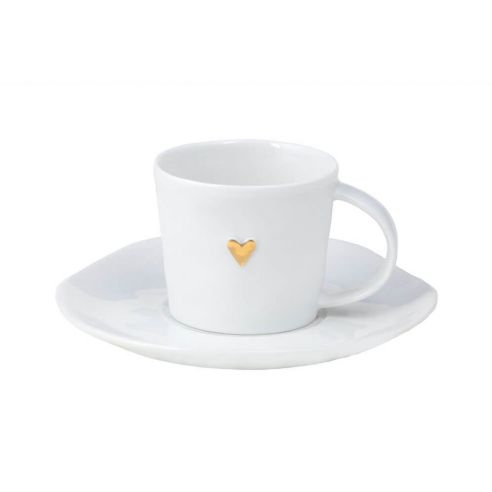 Rader Espresso Coffee Cup In White Porcelain With Gold Heart Decal - RA14341