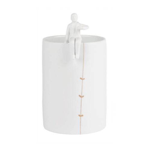 Rader Vase In Porcelain With Gardener Sitting On The Lip - RA14404