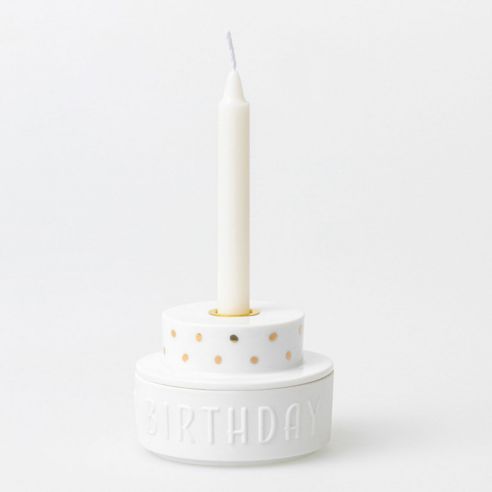 Rader Candle Holder In Porcelain Cake Design With Happy Birthday Words - RA17306