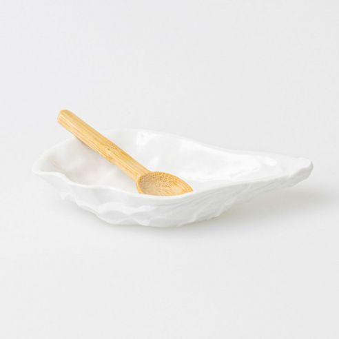 Rader Condiment Bowl In Porcelain Oyster Shaped With Spoon - RA17365