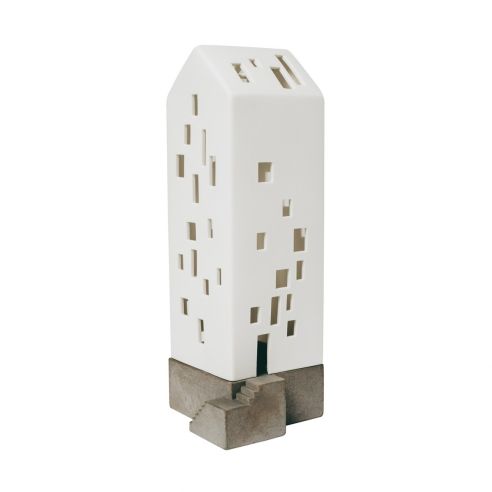 Rader Tea Light Holder In Porcelain Lighthouse Range Grey Base Apartment Design - RA17514