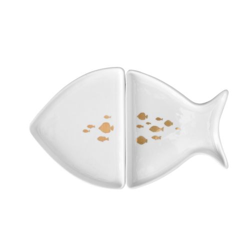 Rader Bowl In Porcelain Fish Shaped 2 Piece Coral Design - RA17553