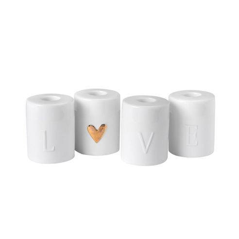 Rader Candle Holders In Porcelain Set Of 4 Spelling Love - RA17554