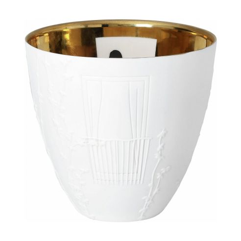 Rader Tea Light Holder In Porcelain With Gold Inner Night Chat Design - RA18273