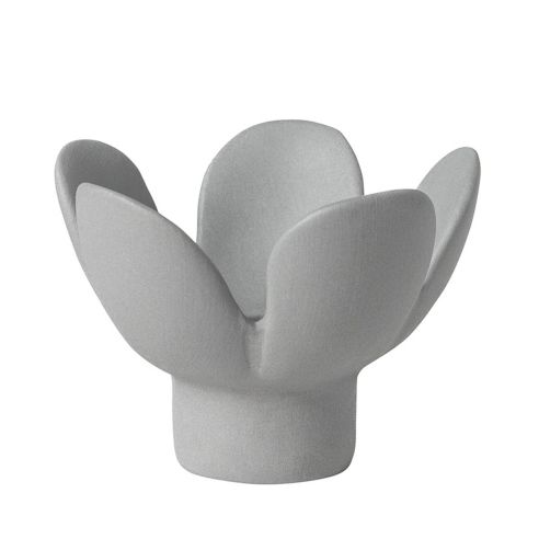 Rader Candle Holder In Porcelain Flower Design In Grey - RA51578
