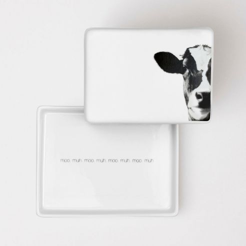 Rader Butter Dish In Porcelain With Cow Design Small Size - RA8966