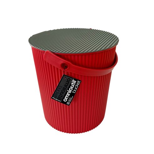 Hachiman Omnioutil Storage Bucket & Lid Red Body With Grey Lid Large Size - HC239789ZA