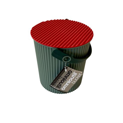 Hachiman Omnioutil Storage Bucket & Lid Baked Green Body With Red Lid XSmall Size - HC239826