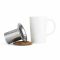 Bredemeijer Tea Mug 400ml in White with Stainless Steel Filter & Bamboo Lid - BRB0012