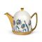 Bredemeijer Teapot Cosy Manto Tulip Design Stoneware Gold Body 1.0L With Printed White Ceramic Casing And Stainless Steel Fine Mesh Filter - BR132003
