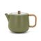 Bredemeijer Teapot Double Wall Duet Facet Design 1.1L in Khaki Green With Wood Look Fittings - BR111080