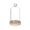 Ideas4Seasons Dome Bell Jar with Heart Top Decal And Wood Base Diameter 10cm Ht18.0cm - ID29368