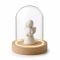 Ideas4Seasons Dome Bell Jar With LED Lit Wooden Base Diameter 12cm Ht13.5cm - ID29492