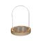 Ideas4Seasons Dome Bell Jar With LED Lit Wooden Base Diameter 12cm Ht13.5cm - ID29493