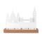 Rader Tea Light Holder In Porcelain City Skyline London Design With Acacia Base - RA92219