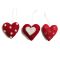 Set of 3 Red Felt Hearts - EN102429
